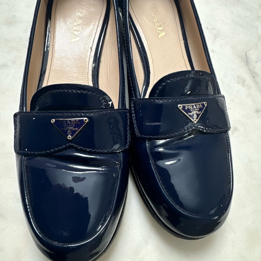 Prada Blue Patent Loafers - Picture 4 of 11